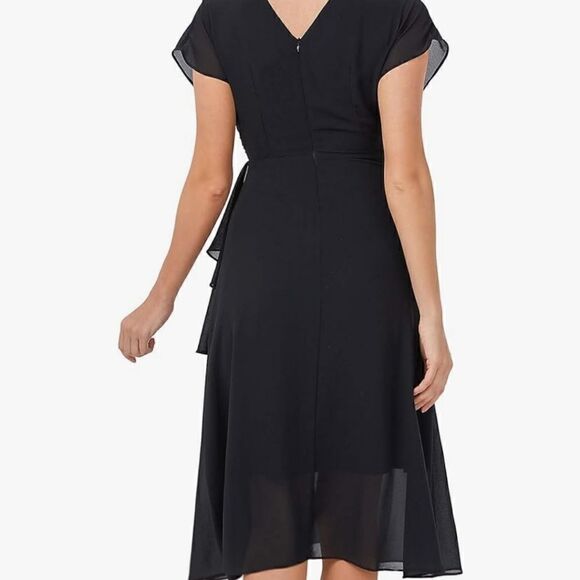 V Neck Dress, Flutter Sleeve Ruffle Chiffon Midi Dresses For Women M - Picture 4 of 13